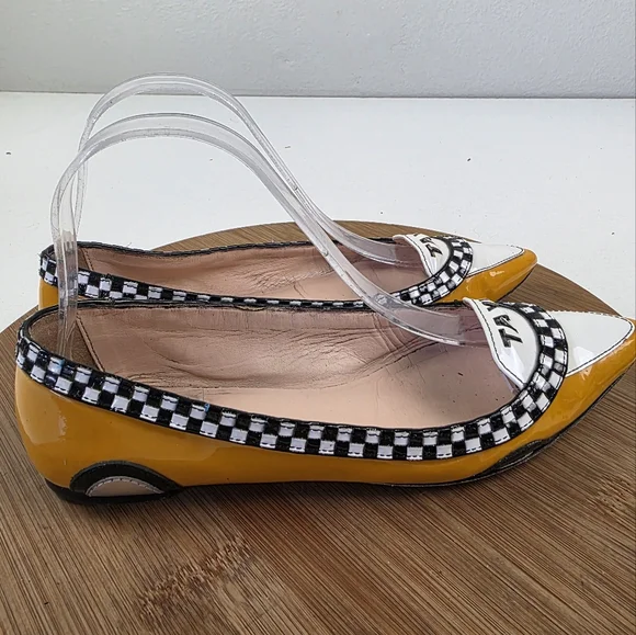 Kate Spade Yellow and White Taxi Flats - Picture 6 of 14